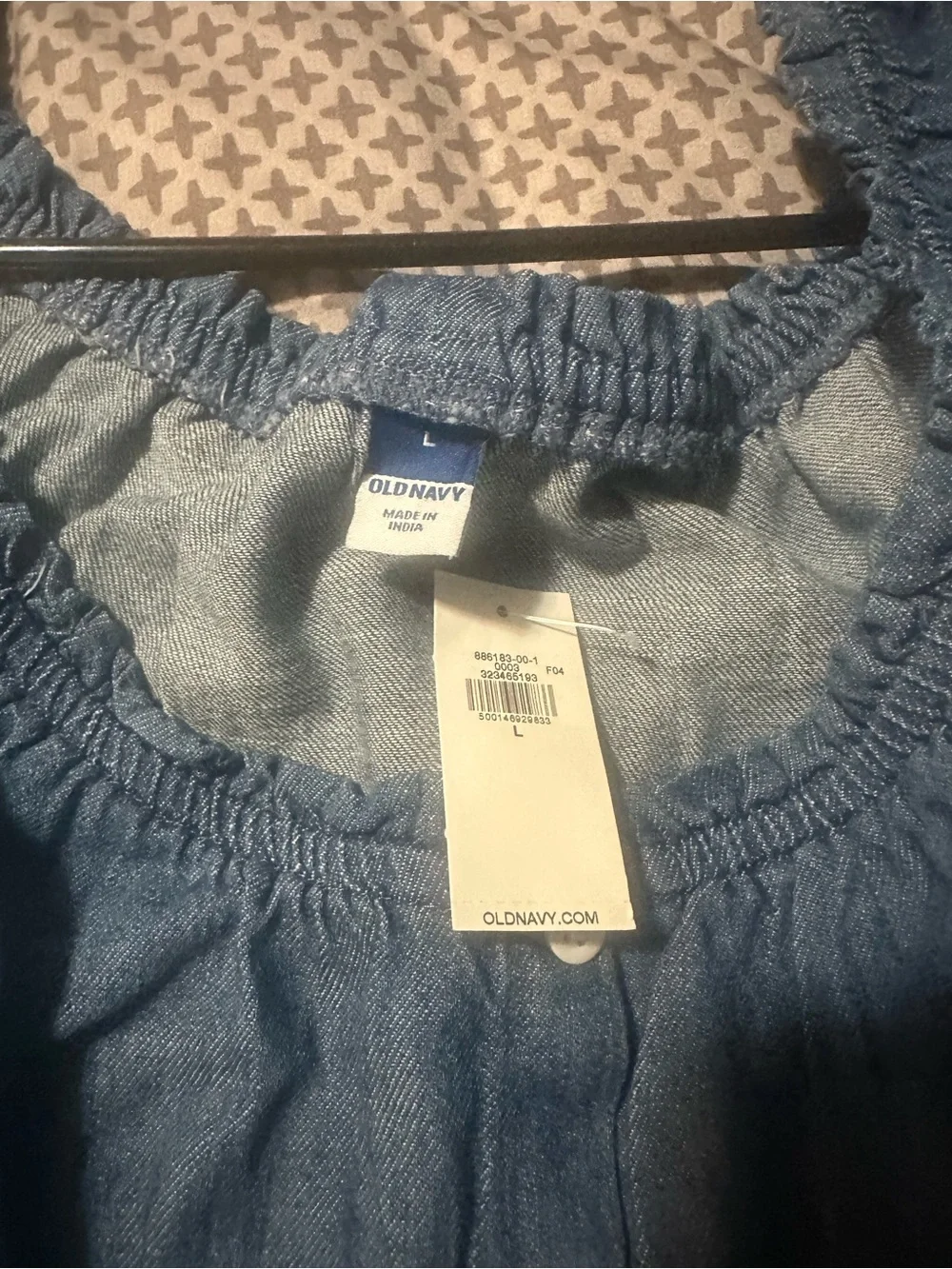 Old Navy Light Blue Denim Square Neck Button-Up Blouse